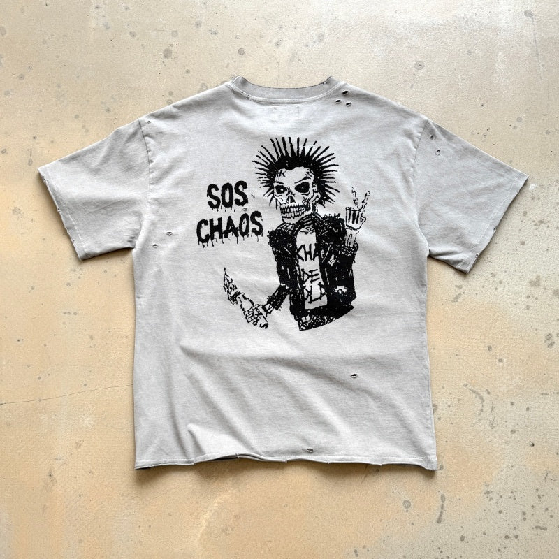 Unisex Vintage T Shirts CHOOOSELF 26SS "NO FUTURE IS NOW" Limited Edition – A tribute to the Sex Pistols. Heavyweight, washed, distressed, and destroyed street-style T-shirt featuring a boxy, cropped punk aesthetic.