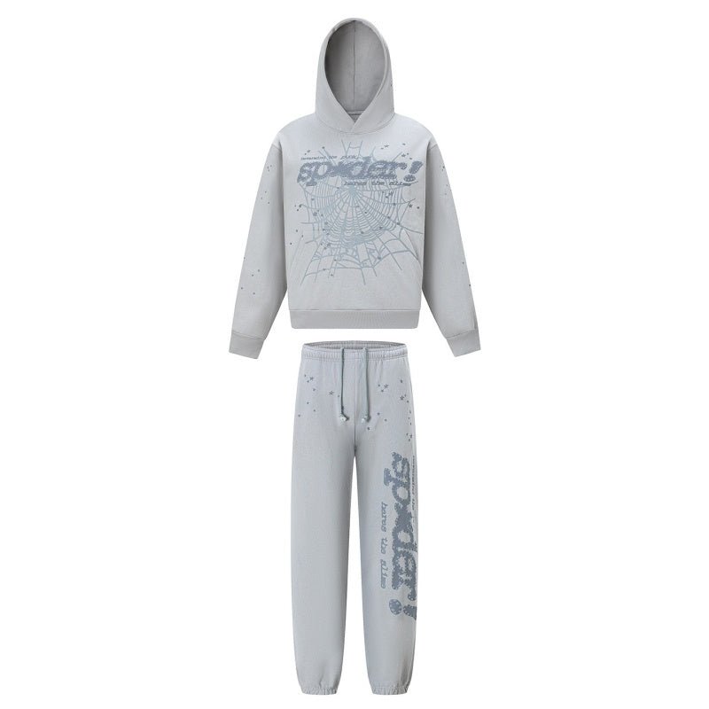 Spiderweb hoodie & sweatpants 2 piece set High-quality pure cotton for autumn and winter