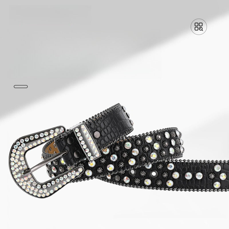 Hip-hop punk rhinestone belt punk style