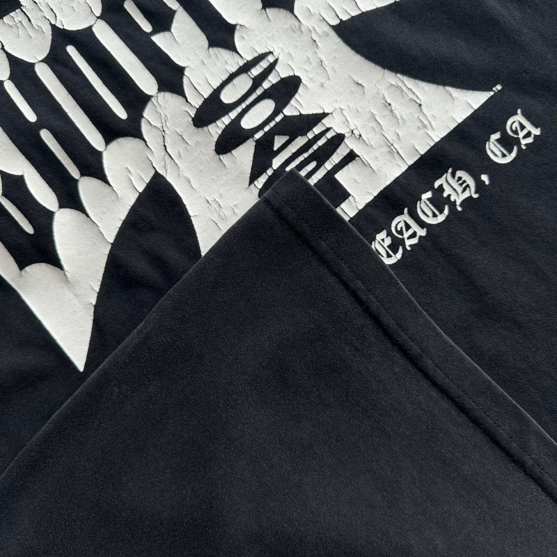 ERD T Shirts Distressed Iron Cross Letter Print Oversized Black Daily Street