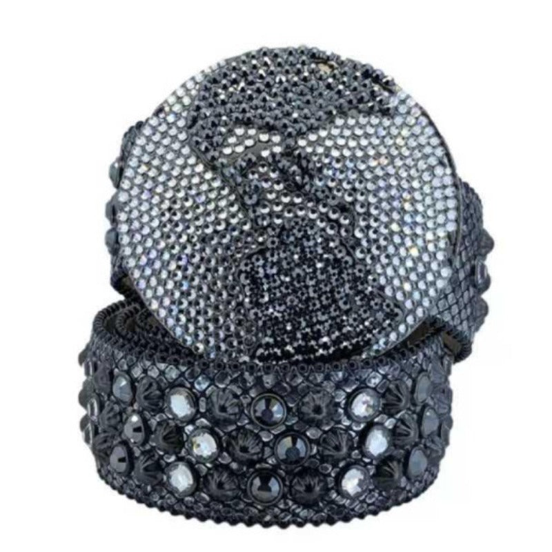 Hip-hop punk rhinestone belt earth round buckle punk style