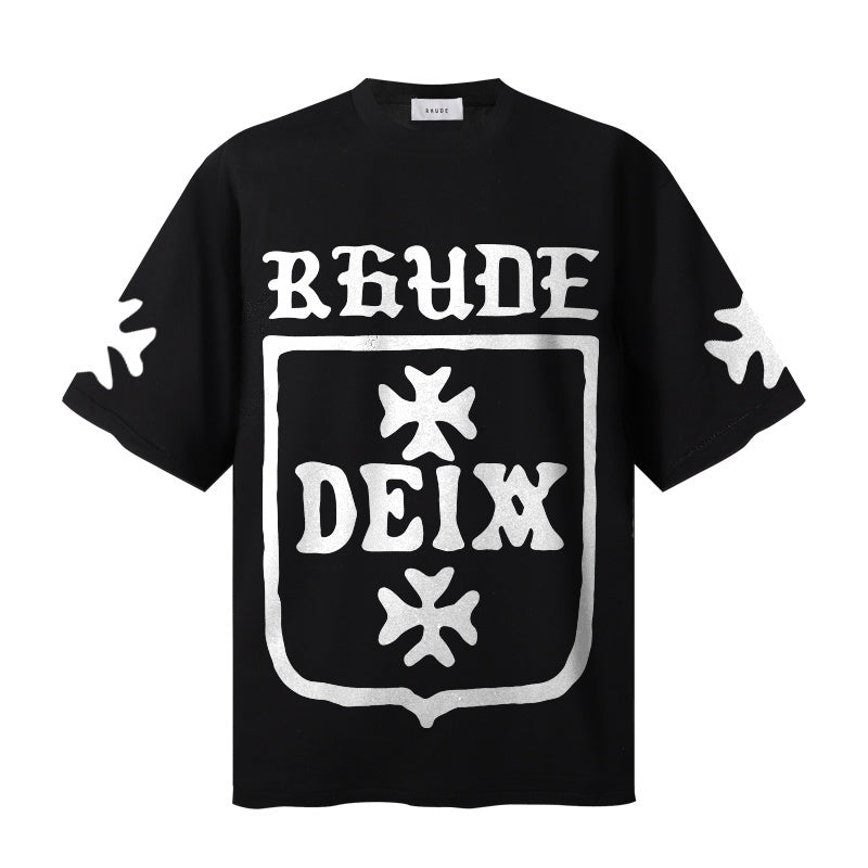 RHUDE T Shirts Old English Shield Typography