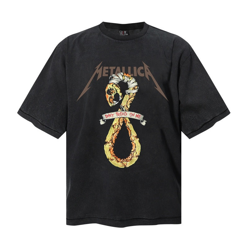 Saint Michael T Shirts Vintage Washed Dual Sided Infinity Snake Graphic Thrash Metal Band