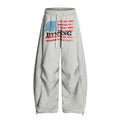 American-style streetwear harem pants Distressed Flag Print Wide Sweat Bottoms