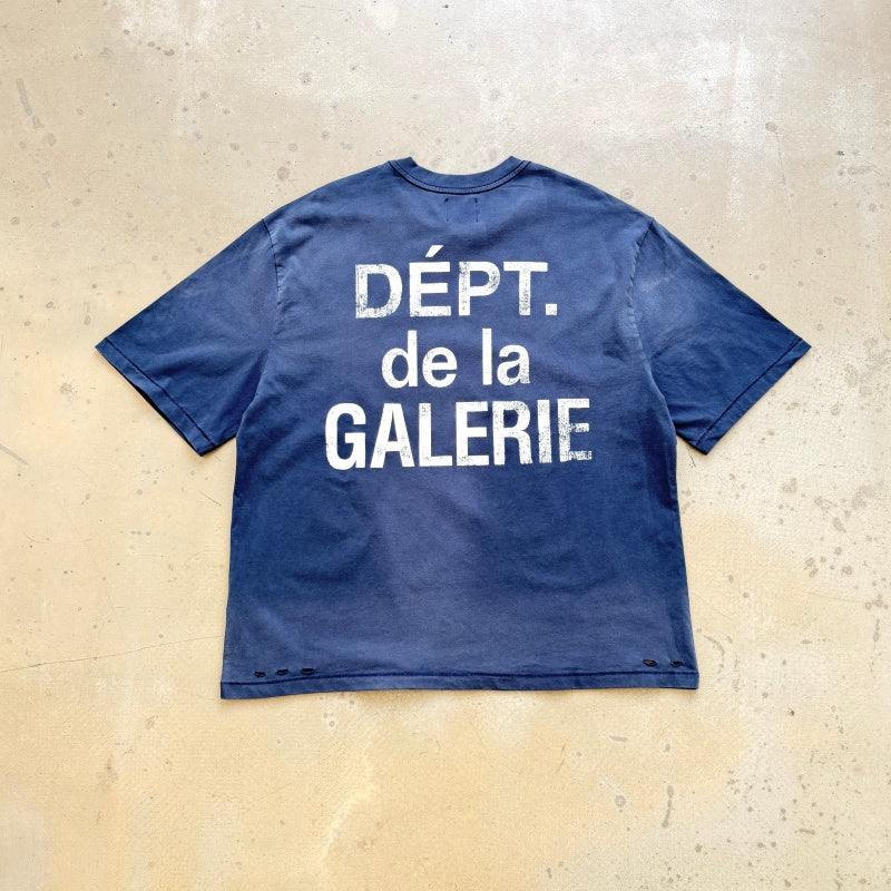 Unisex Vintage T Shirts GALLERY DEPT. 26SS "South Beach Exclusive" Street-Style T-Shirt: Multi-zone garment spray-distressing, hand-distressed hem, enzyme-washed finish, and vintage-style double-needle stitching.