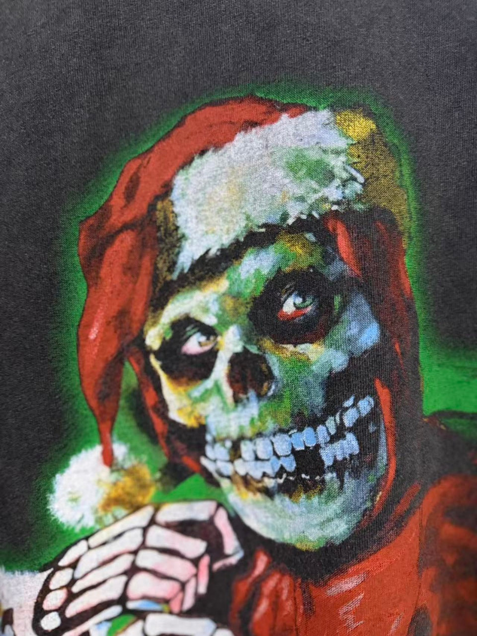 Vintage style washed summer wear T shirt Santa Claus skull