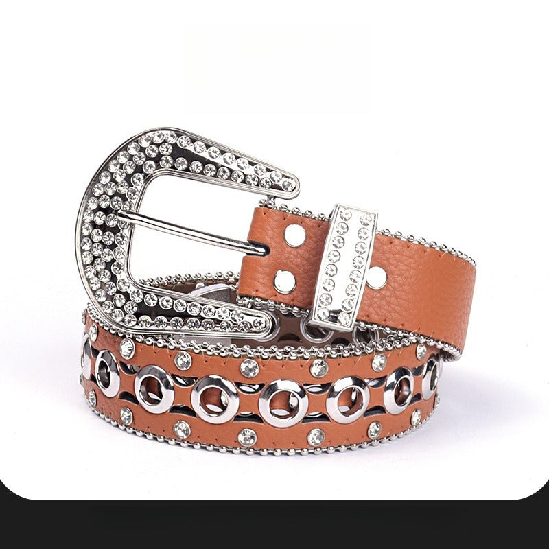 Hip-hop punk rhinestone belt rhinestone elegant eye punk style