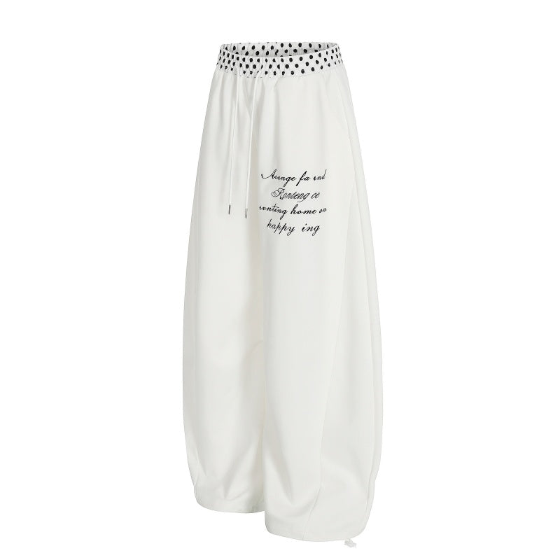 American-style streetwear harem pants Handwriting Motif Drawstring Retro Street Outfit