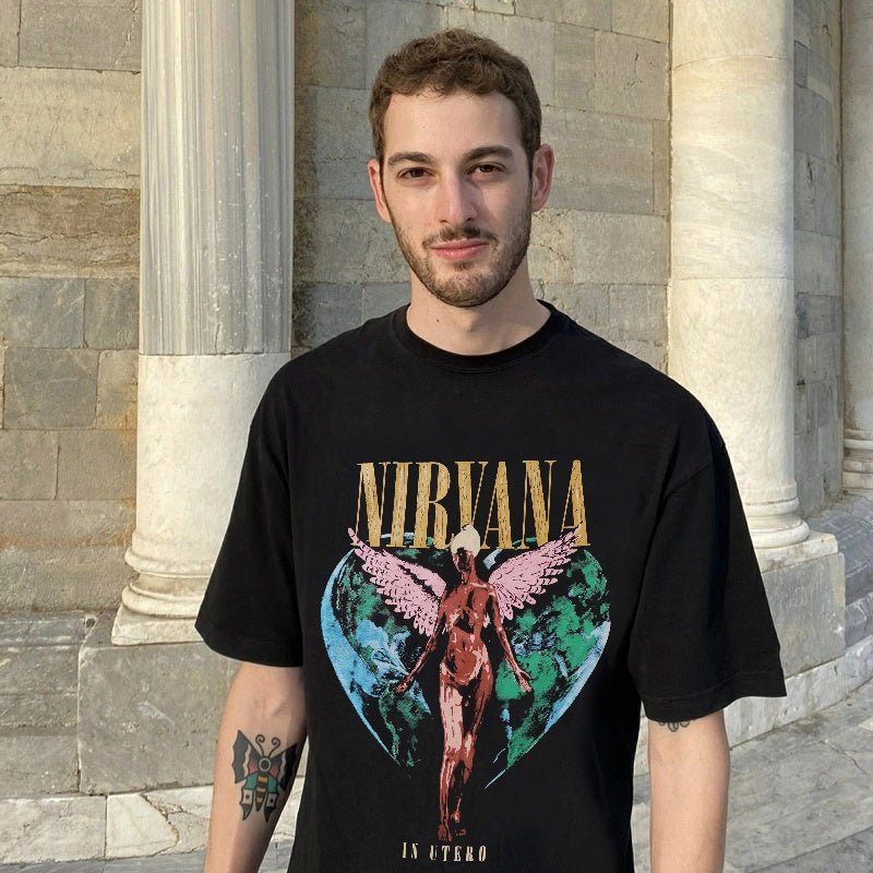 Mens T-shirt Nirvana angel wings print