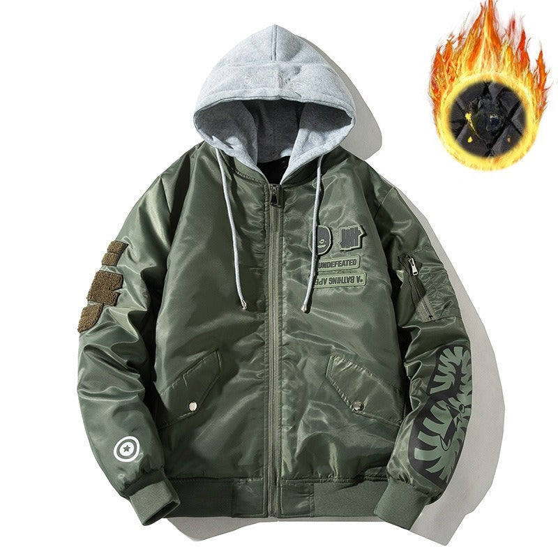 Men's Bomber Jacket MA-1 Winter Thickness available cotton-padded jacket Air Force Pilot Men's and Women's Autumn and Winter Thickened Couple Baseball Uniform