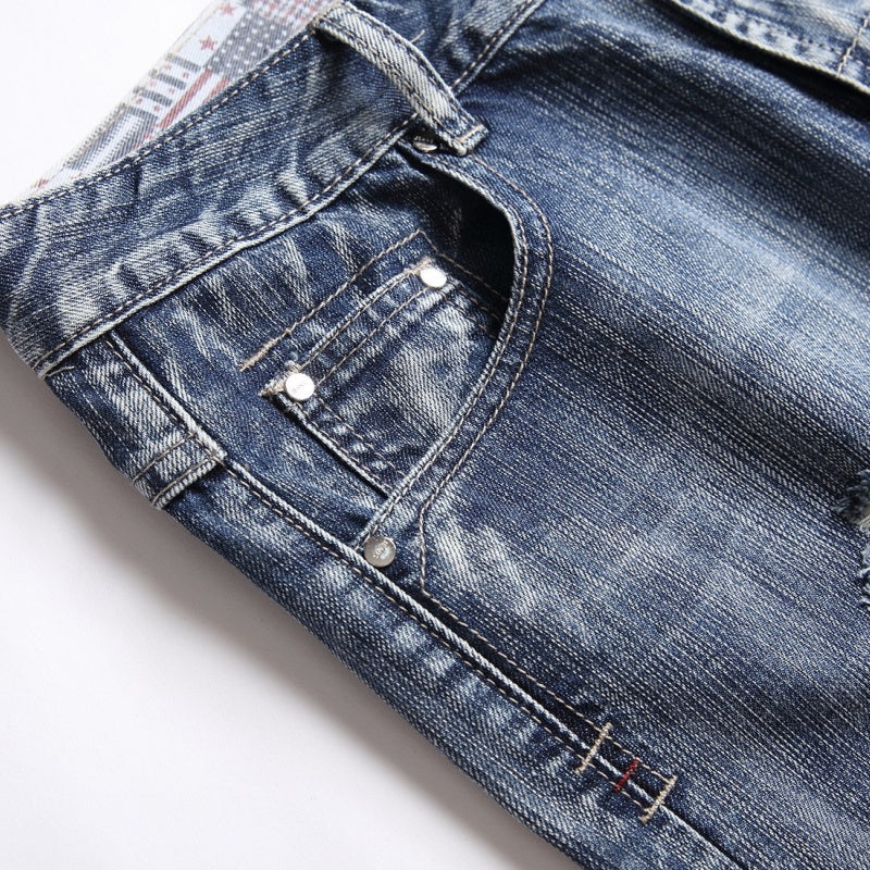 Denim shorts High-quality trendy casual pure cotton Non-stretch plus-size men's clothing