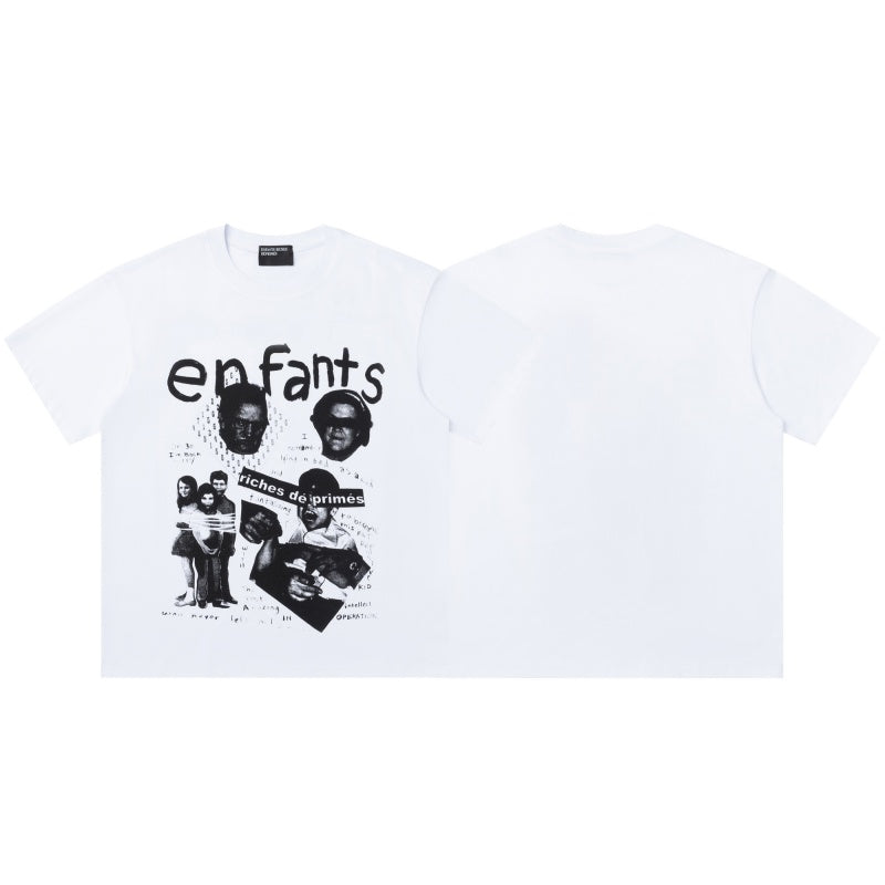 ERD T Shirts Vintage Monochrome Figure Splicing Graffiti Letter Graphic Motif