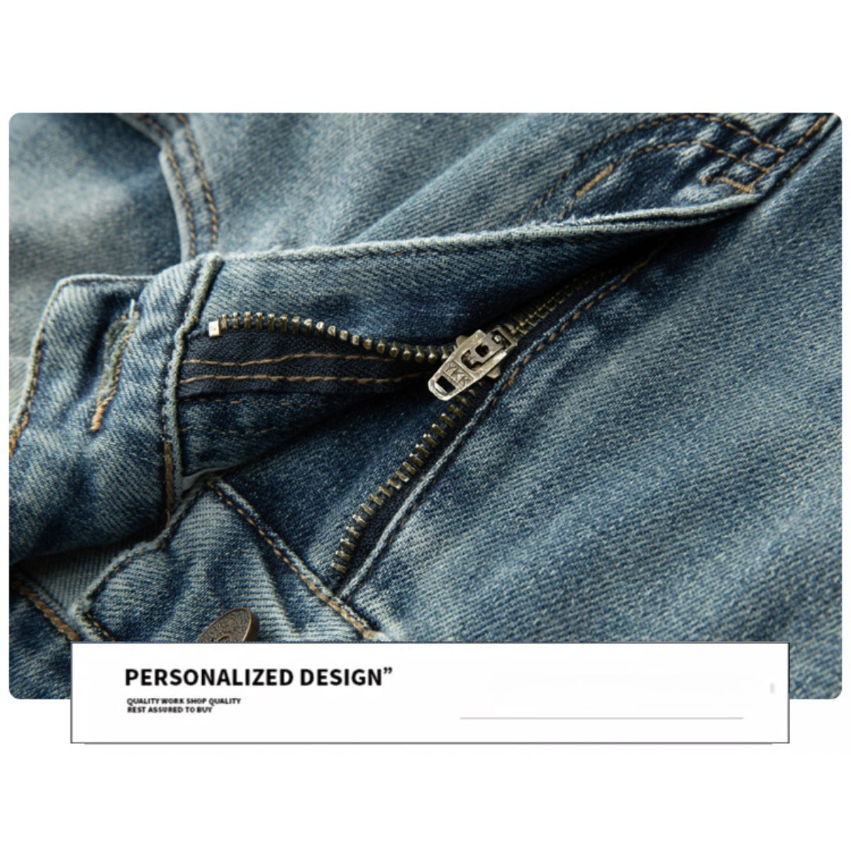 Denim Jacket & Jeans High-Street Trend Retro Casual Matching Distressed Denim Trucker Jacket and Slim-Fit Pants Outfit(jacket and jeans must be purchased separately.)