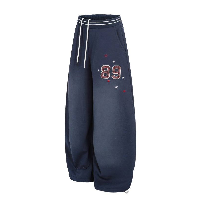 American-style streetwear harem pants Thickened Relaxed Baggy Pants with Toggle Hems