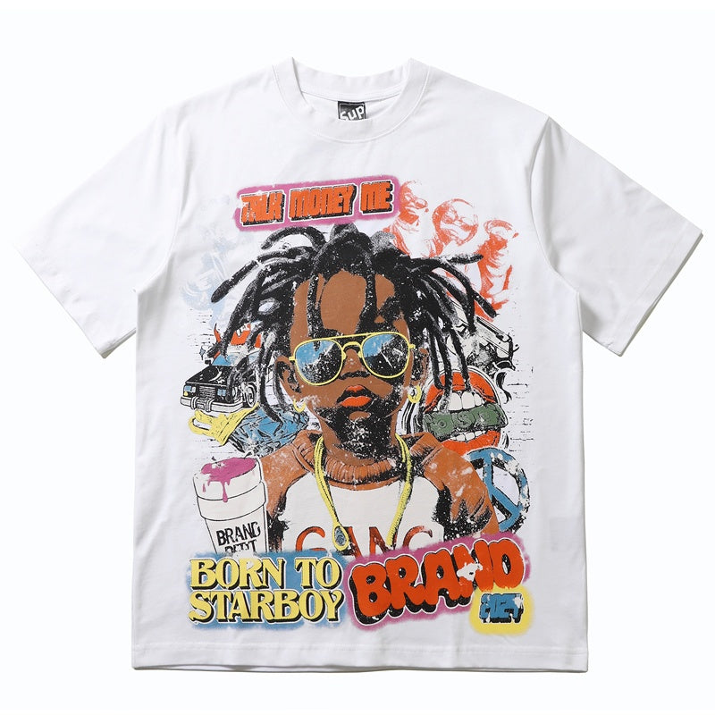 Mens T-shirt Edgy punk-style kid print