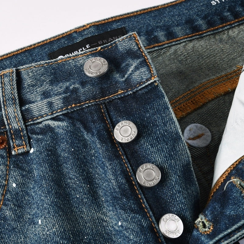 Purple brand Jeans High-quality pure cotton streetwear trousers Rhinestone-embellished loose straight-leg trousers