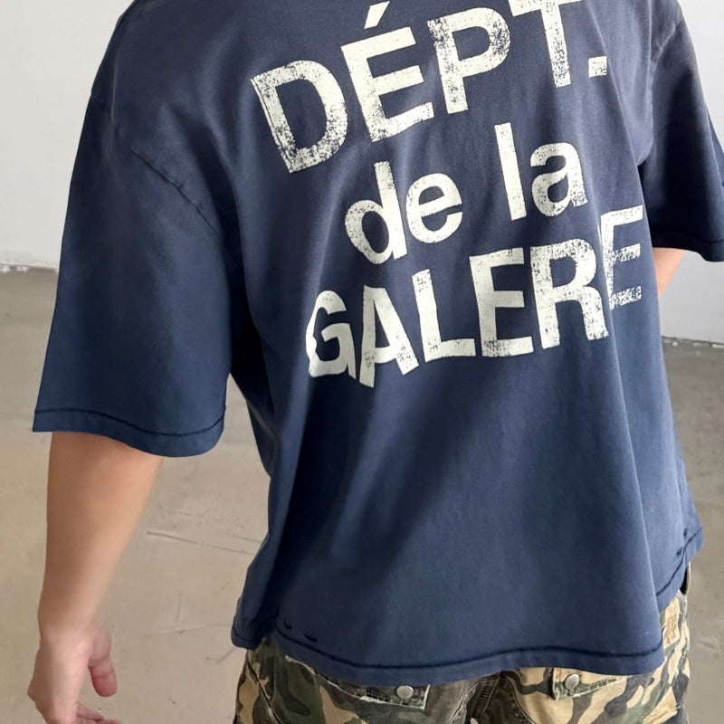 Unisex Vintage T Shirts GALLERY DEPT. 26SS "South Beach Exclusive" Street-Style T-Shirt: Multi-zone garment spray-distressing, hand-distressed hem, enzyme-washed finish, and vintage-style double-needle stitching.