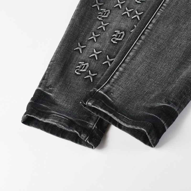 Purple brand Jeans High-quality pure cotton streetwear trousers embroidery