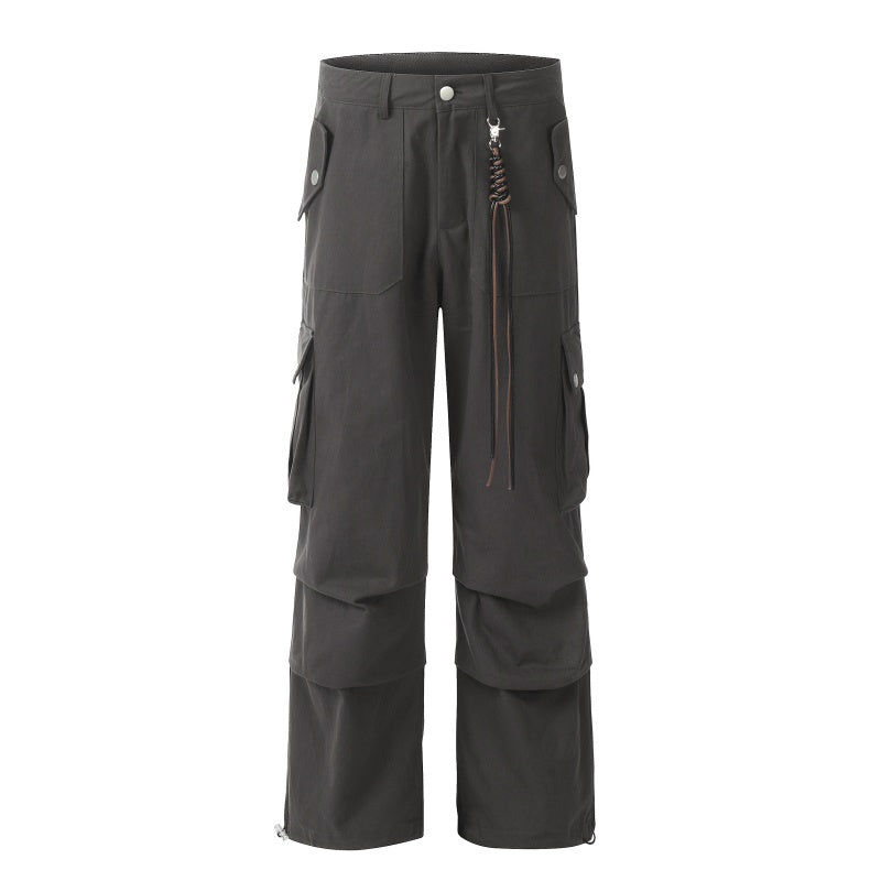 American-style streetwear harem pants Braided Strap Multi-Pocket Cargo Pants