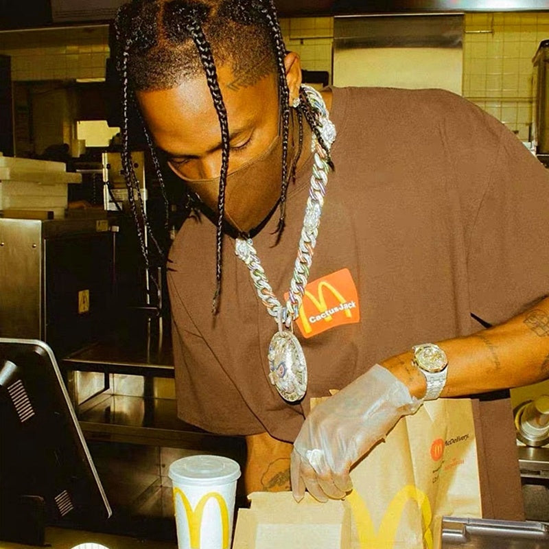 Mens T-shirt Vintage American-style Travis Scott x McDonald's "Sesame" Collaboration