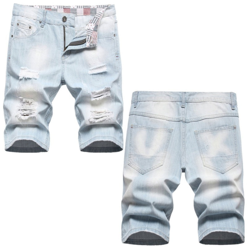 Denim shorts High-quality trendy casual pure cotton Non-stretch plus-size men's clothing