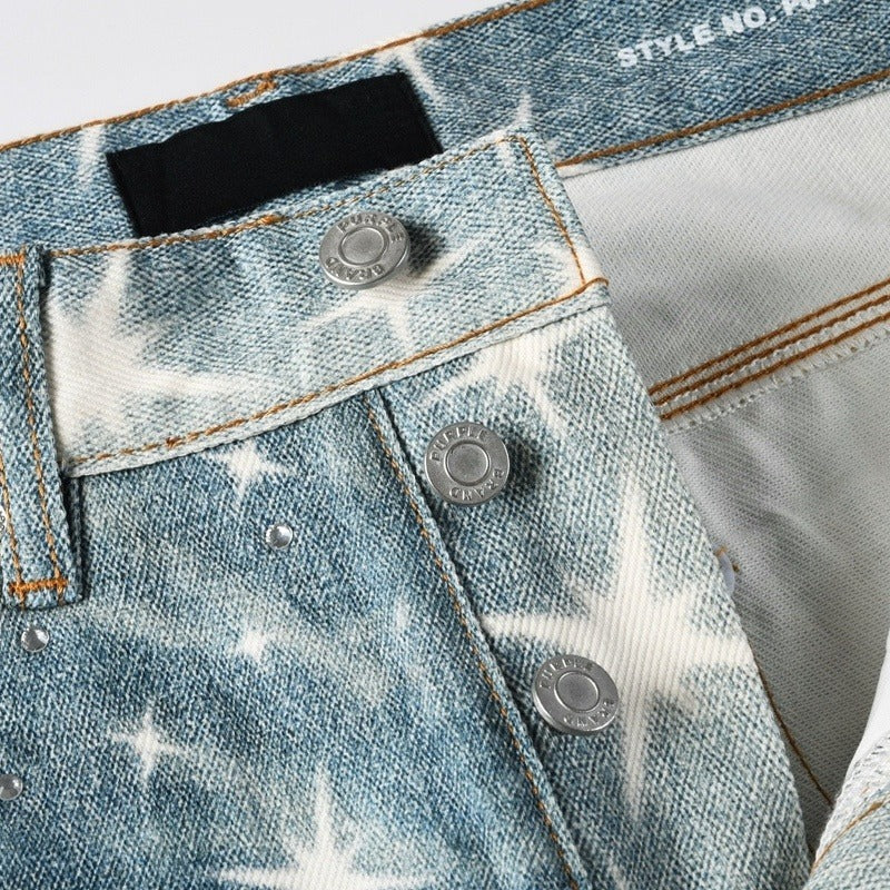 Purple brand Jeans High-quality pure cotton streetwear trousers Rhinestone-embellished loose straight-leg trousers