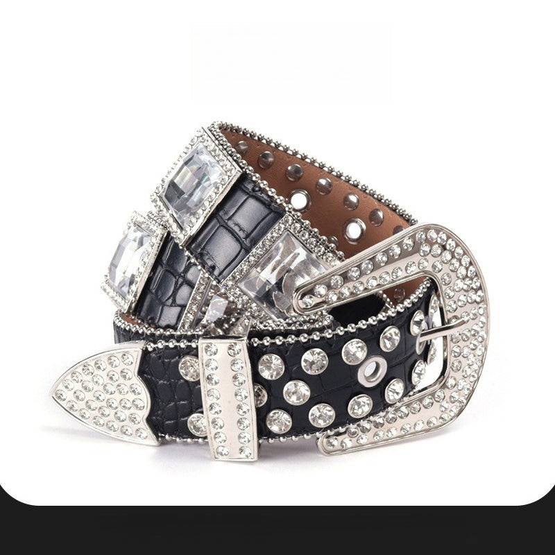 Hip-hop punk rhinestone belt western punk style