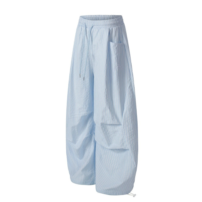 American-style streetwear harem pants Adjustable Hem Soft Tone Bubble Fabric Trousers