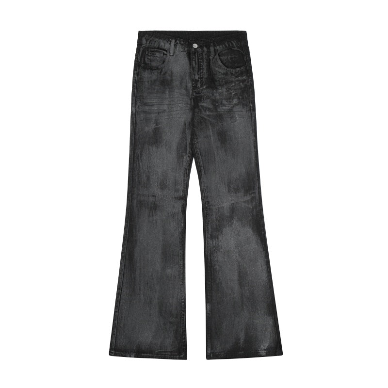 American-style streetwear harem pants High Waist Distressed Shadow Dye Bell Bottoms