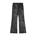 American-style streetwear harem pants High Waist Distressed Shadow Dye Bell Bottoms