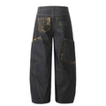 American-style streetwear harem pants Irregular Stitching Curved Leg Baggy Jeans