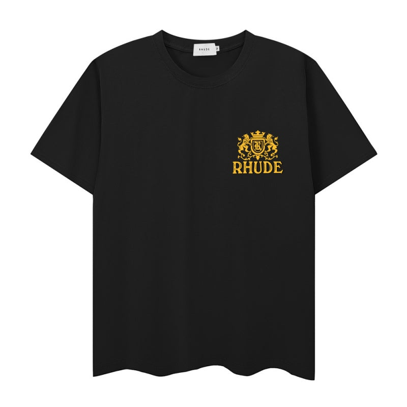 RHUDE T Shirts Crossed Sides Wreath Logo Print