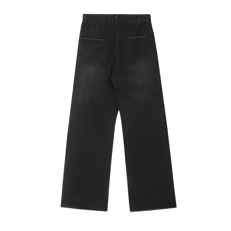 American-style streetwear harem pants Raw Edge Multi Layer Pocket Cargo Denim Pants
