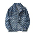 Denim Jacket & Jeans High-Street Trend Retro Casual Matching Monogram Graphic Trucker Jacket and Slim-Fit Pants Outfit (jacket and jeans must be purchased separately.)
