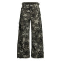 American-style streetwear harem pants Frayed Trim Multi-Pocket Relaxed Slacks