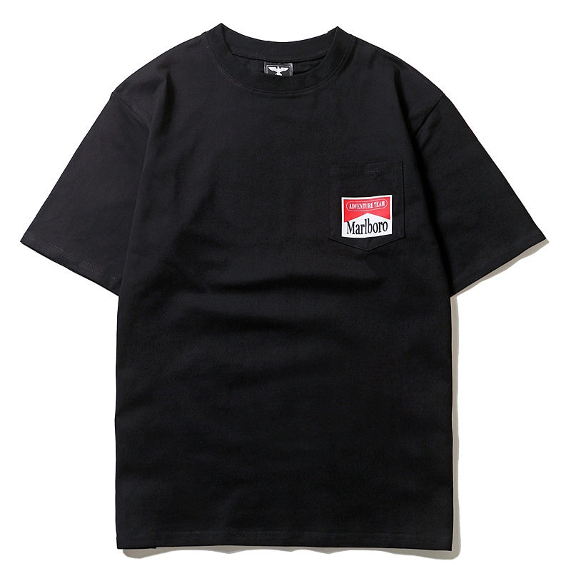 Mens T-shirt Vintage American-style Loose-fit patch-pocket Rattlesnake