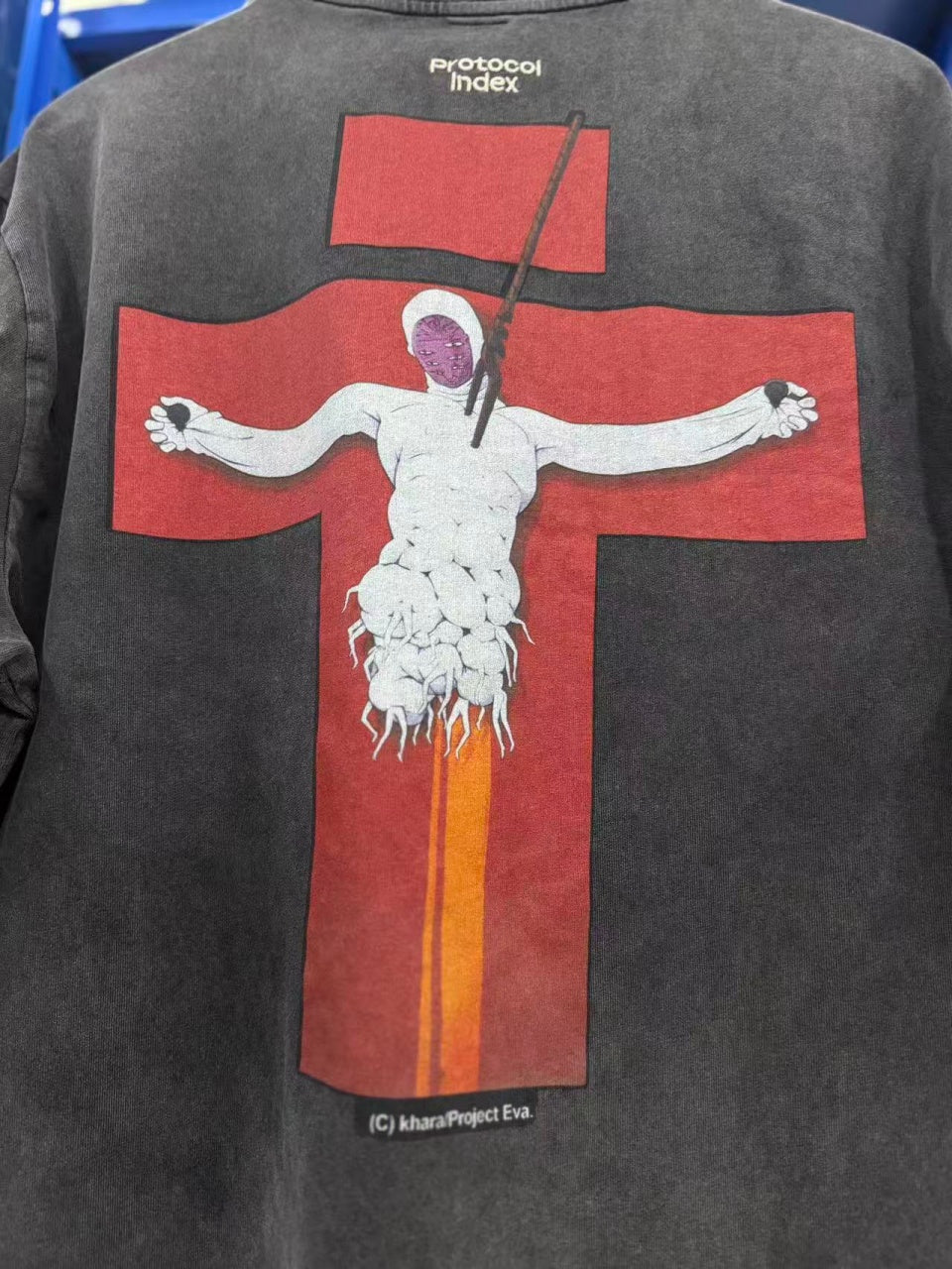 Vintage style washed summer wear T shirt cross