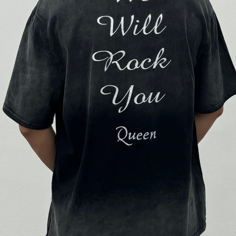 Unisex Vintage T Shirts "We Will Rock You" Queen Madison Square Garden Tour Limited Edition T-Shirt – Distressed "Washed-Ape" Wasteland Aesthetic. Custom heavyweight brushed fabric with a vintage feel; American-made plastisol ink print.