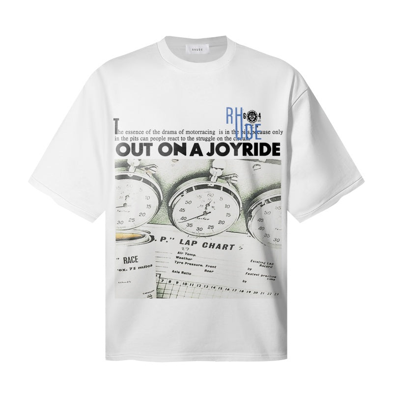 RHUDE T Shirts Old Race Gauge Front & Back Print