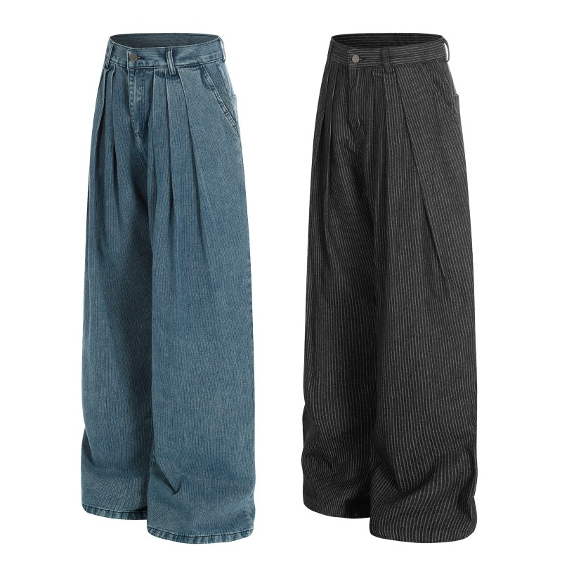 American-style streetwear harem pants Light Denim & Dark Pinstripe Dual Colorway