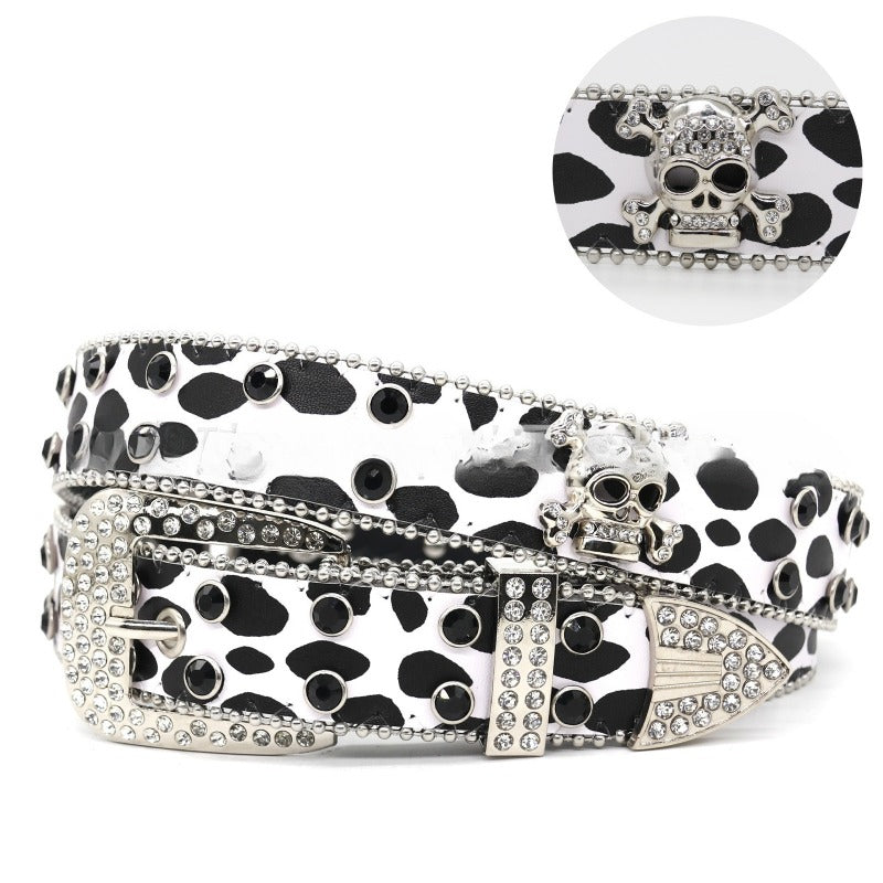 Hip-hop punk rhinestone belt skull punk style
