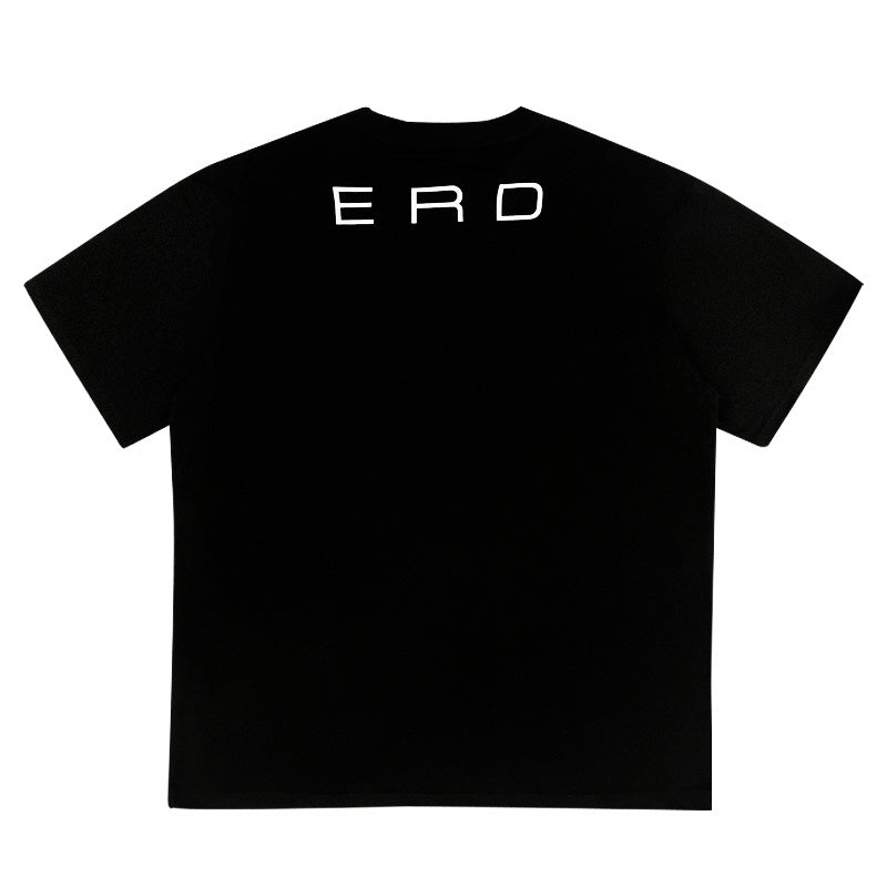 ERD T Shirts Minimal Back Letter Print Dark Street Casual Top