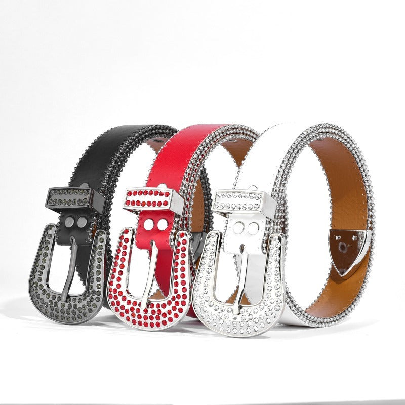 Hip-hop punk rhinestone belt punk style