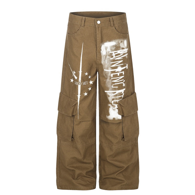 American-style streetwear harem pants Star accent detail within graphic motif