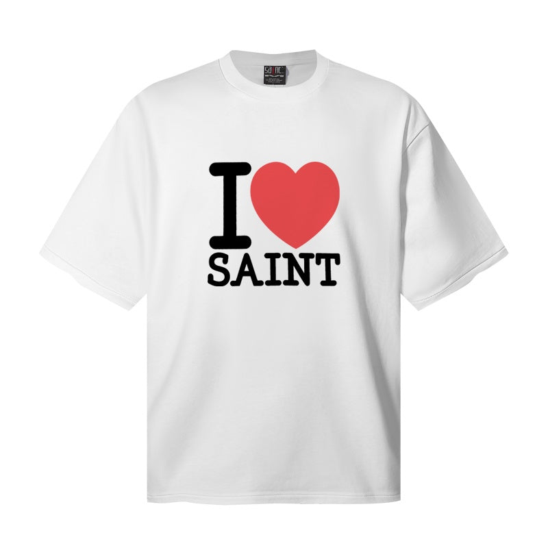 Saint Michael T Shirts Simple I ❤️ Saint Heart Print Casual