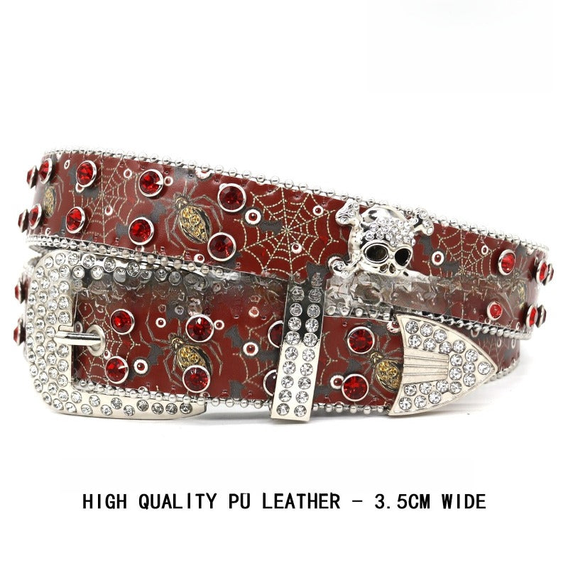 Hip-hop punk rhinestone belt skull punk style