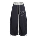 American-style streetwear harem pants Handwriting Motif Drawstring Retro Street Outfit