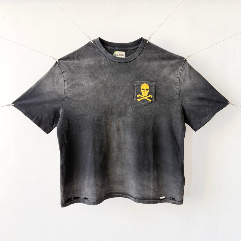 Unisex Vintage T Shirts GALLERY DEPT. 26SS "Hollywood Exclusive" Street-Style T-Shirt: Multi-zone garment spray-distressing, hand-distressed hem, enzyme-stone wash finish, and vintage-style top-and-bottom blind stitching.