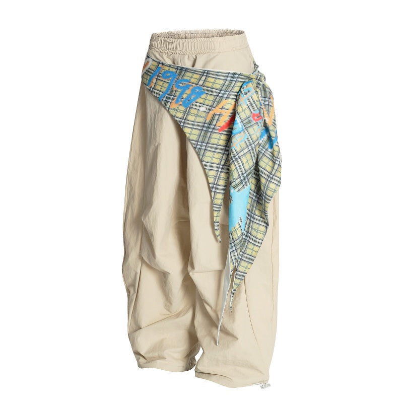 American-style streetwear harem pants Vintage Graphic Bandana Tie Baggy Parachute