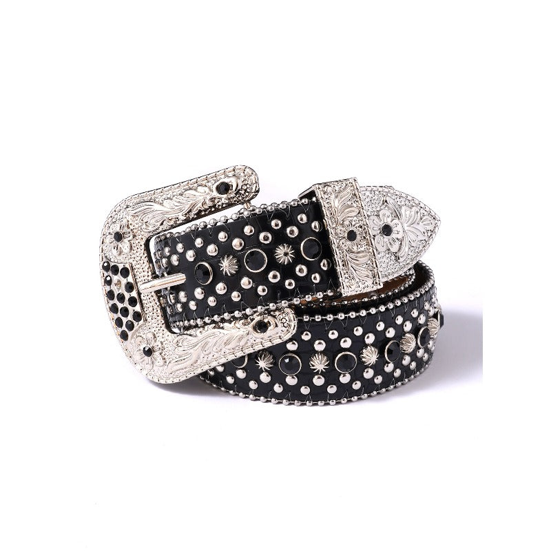 Hip-hop punk rhinestone belt alloy pin buckle